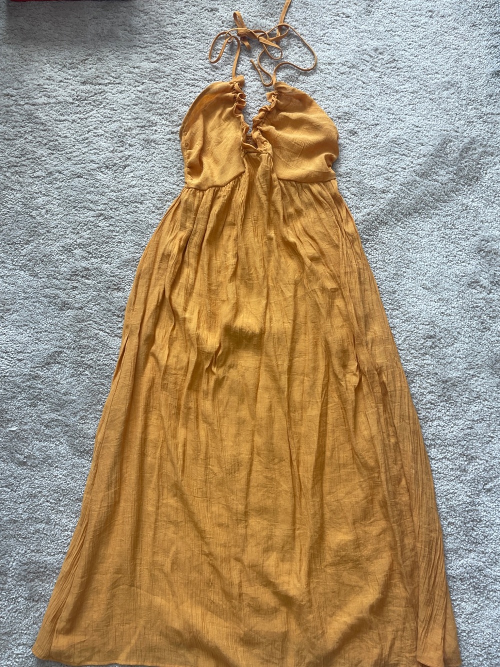 Women's Mustard Halter Maxi Dress